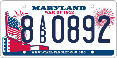 MD license plate 8AB0892