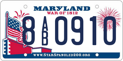 MD license plate 8AB0910