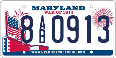 MD license plate 8AB0913