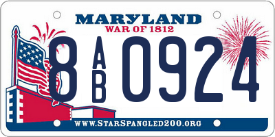 MD license plate 8AB0924