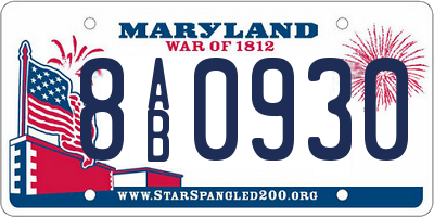 MD license plate 8AB0930