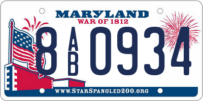 MD license plate 8AB0934