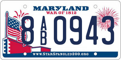 MD license plate 8AB0943