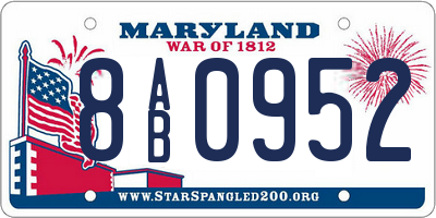 MD license plate 8AB0952