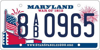 MD license plate 8AB0965