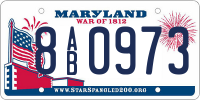 MD license plate 8AB0973