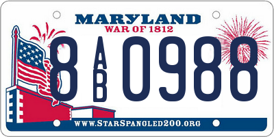 MD license plate 8AB0988