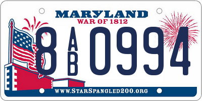 MD license plate 8AB0994