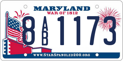 MD license plate 8AB1173
