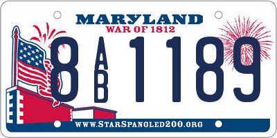 MD license plate 8AB1189
