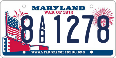 MD license plate 8AB1278