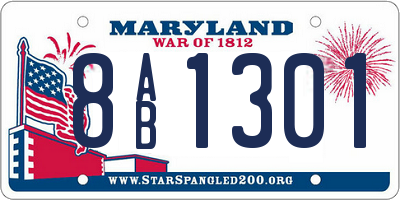MD license plate 8AB1301