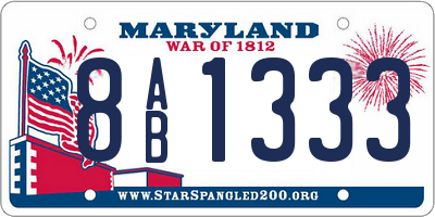 MD license plate 8AB1333