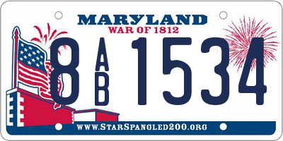 MD license plate 8AB1534