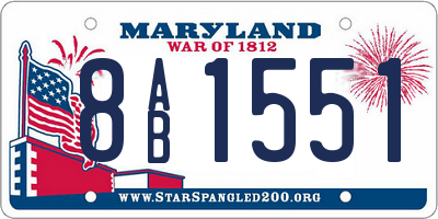 MD license plate 8AB1551