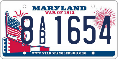 MD license plate 8AB1654