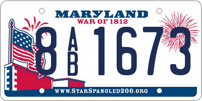 MD license plate 8AB1673