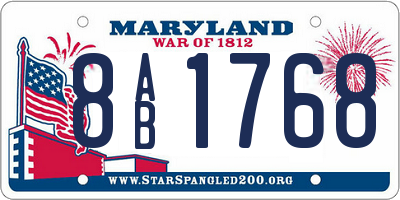 MD license plate 8AB1768