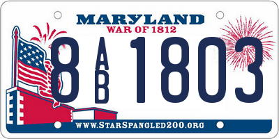 MD license plate 8AB1803