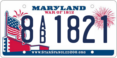 MD license plate 8AB1821