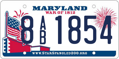 MD license plate 8AB1854