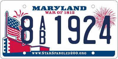 MD license plate 8AB1924