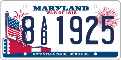 MD license plate 8AB1925