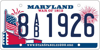 MD license plate 8AB1926