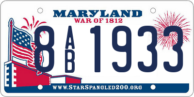 MD license plate 8AB1933