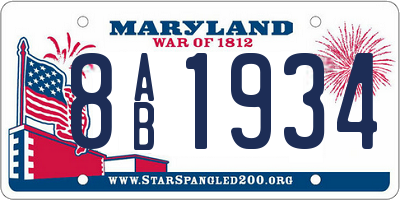 MD license plate 8AB1934