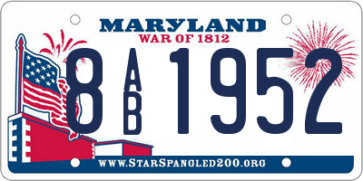 MD license plate 8AB1952