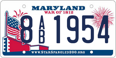 MD license plate 8AB1954