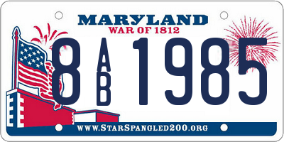 MD license plate 8AB1985