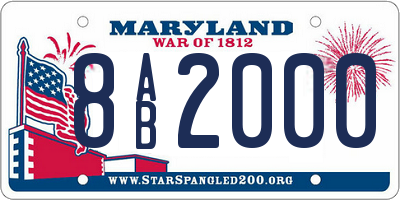 MD license plate 8AB2000