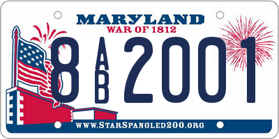MD license plate 8AB2001