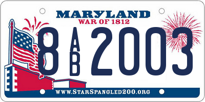 MD license plate 8AB2003