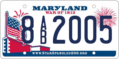 MD license plate 8AB2005