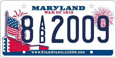 MD license plate 8AB2009