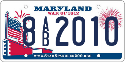 MD license plate 8AB2010