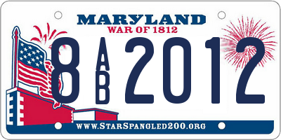 MD license plate 8AB2012