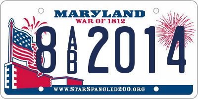 MD license plate 8AB2014