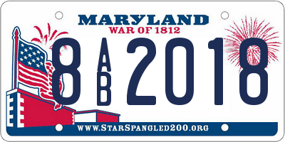 MD license plate 8AB2018