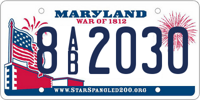 MD license plate 8AB2030