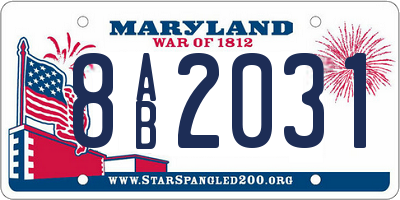 MD license plate 8AB2031