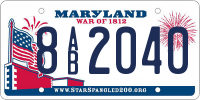 MD license plate 8AB2040