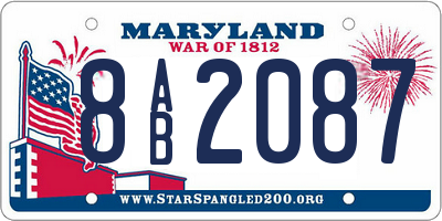 MD license plate 8AB2087