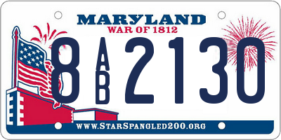 MD license plate 8AB2130