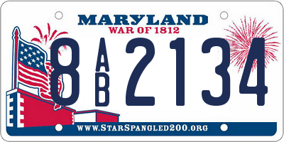MD license plate 8AB2134