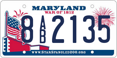 MD license plate 8AB2135