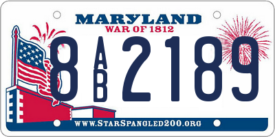 MD license plate 8AB2189